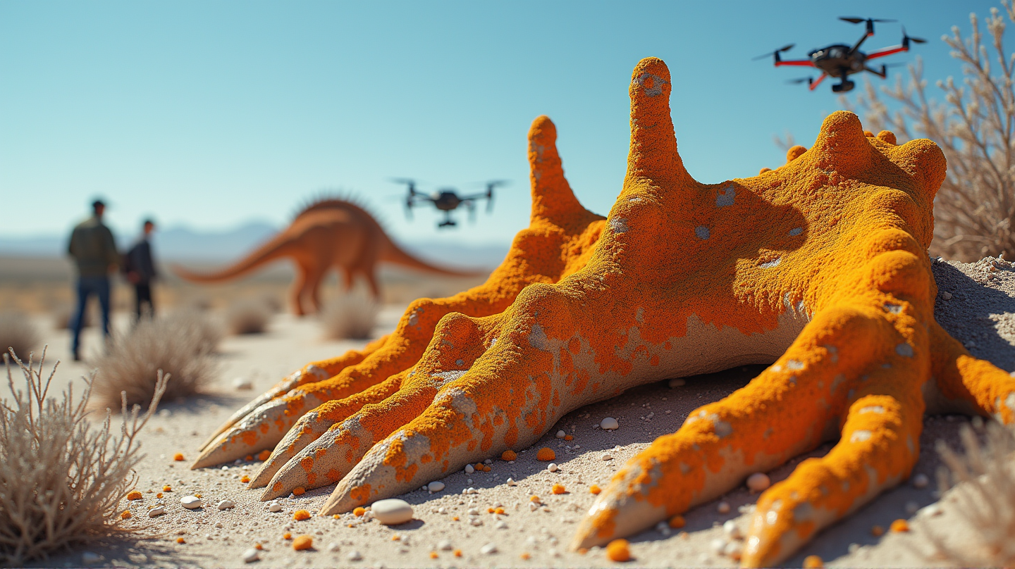 The Discovery of Orange Lichens Leading to Dinosaur Treasures